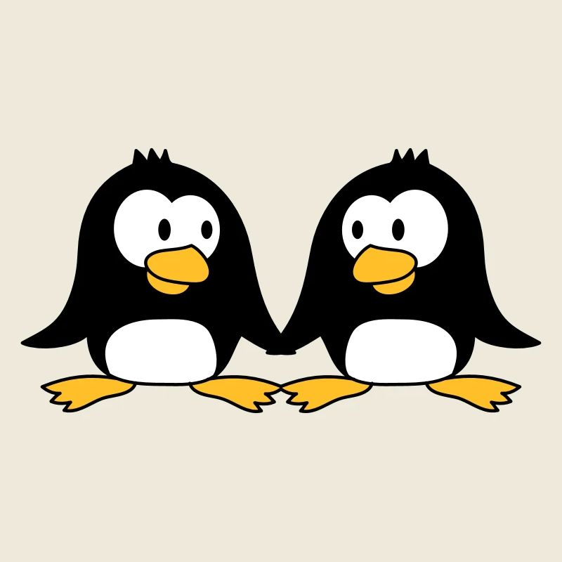 2 cute penguins lovers in love couple love