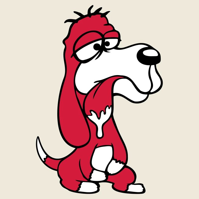 chien assis bave salive langue drôle idiot bande dessinée