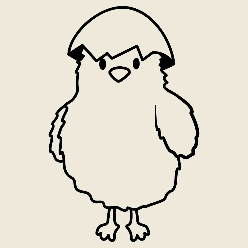 Küken mit Eierschale auf dem Kopf