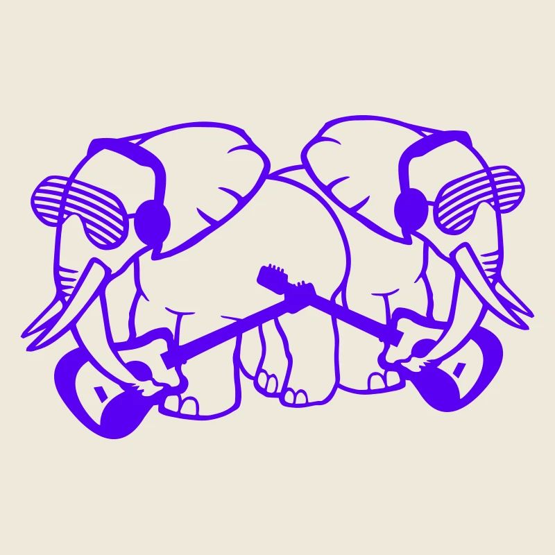 2 éléphants deux amis guitare jouer équipe de groupe