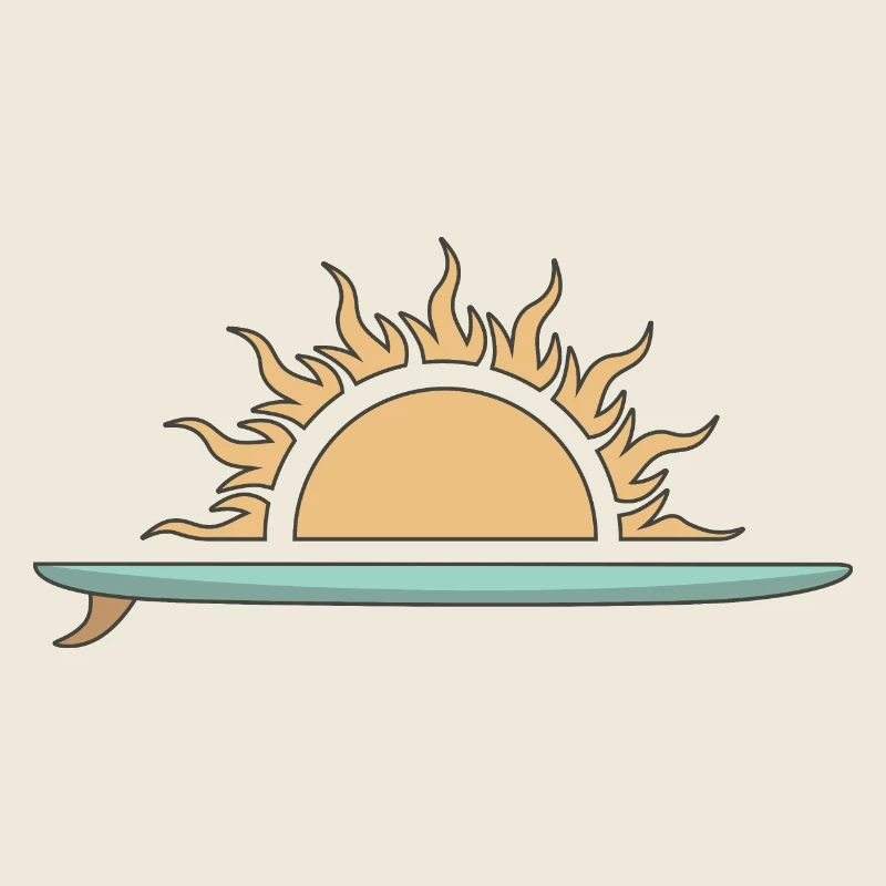Surfboard mit Sonnenuntergang