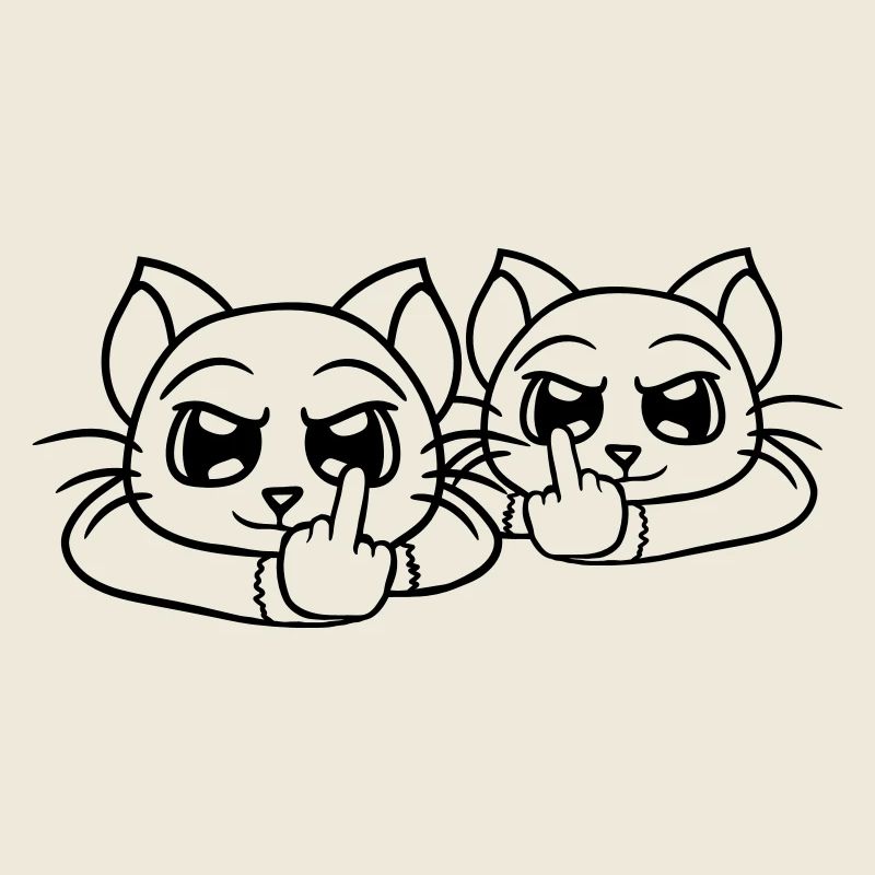 Böse Katzen Freunde Mittelfinger Beleidigung Team