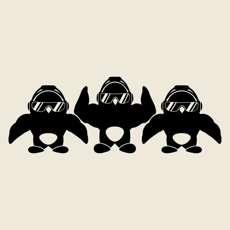 3 Penguins Bodybuilder Sunglasses Headphones Team