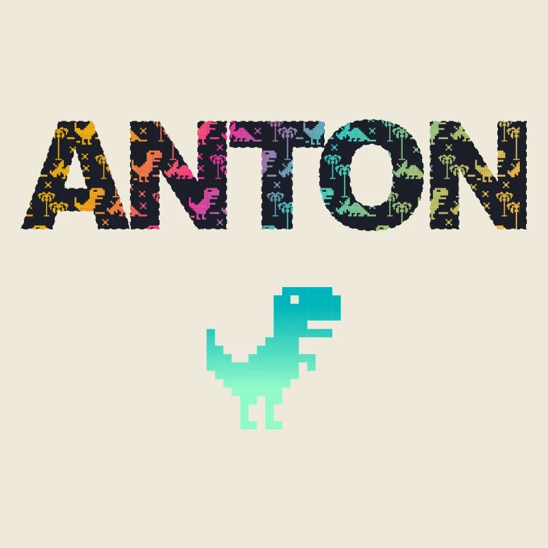 ANTON - Beautiful boy name with dinosaur