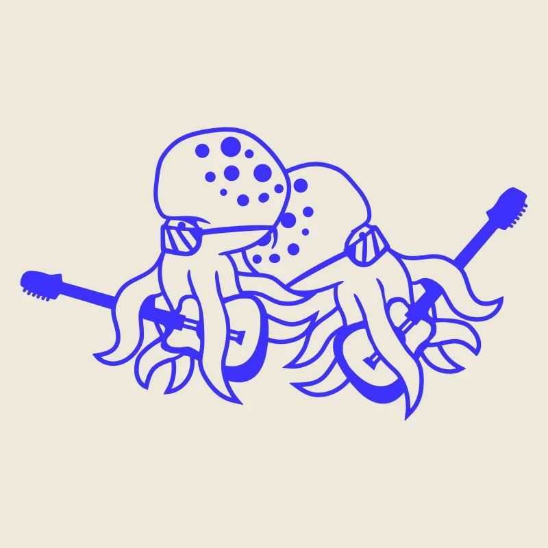2 Octopus Guitar Octopus Friends Team