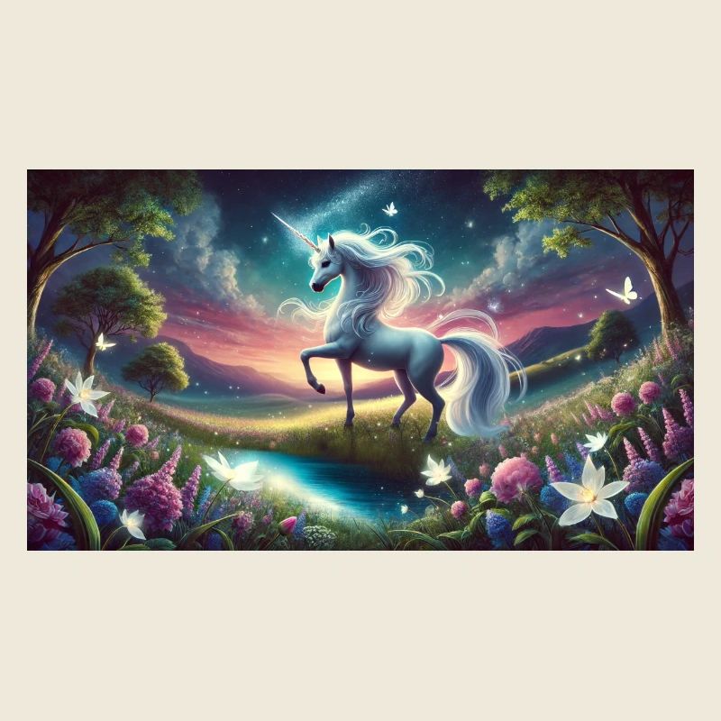 Ein mystisches Einhorn mit Aurora Boreralis