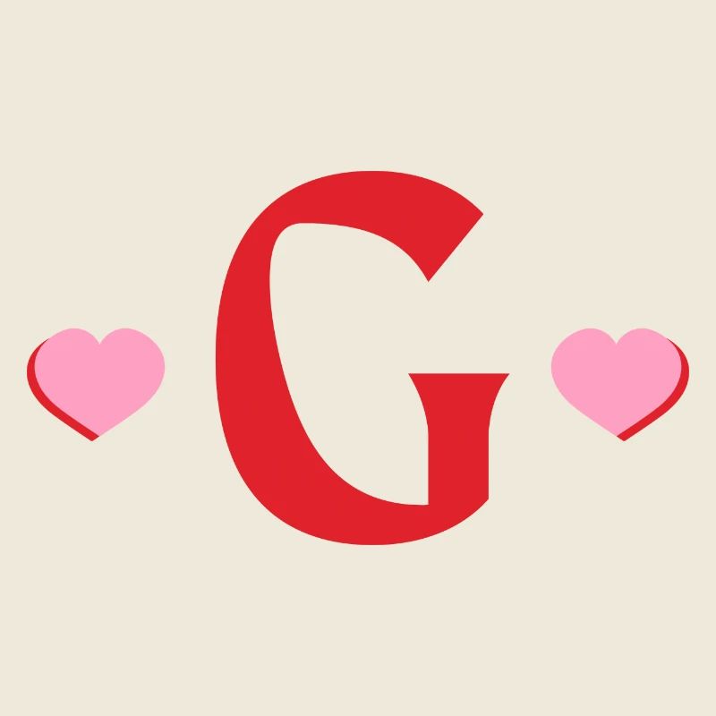 Letter g red hearts