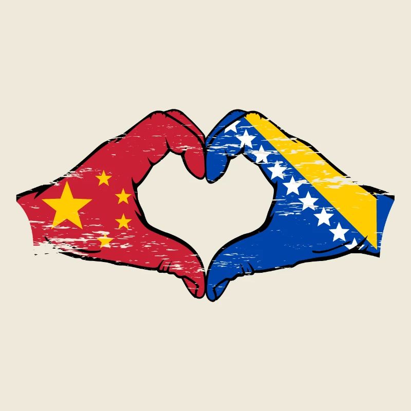 Chine Bosnie drapeau coeur forme