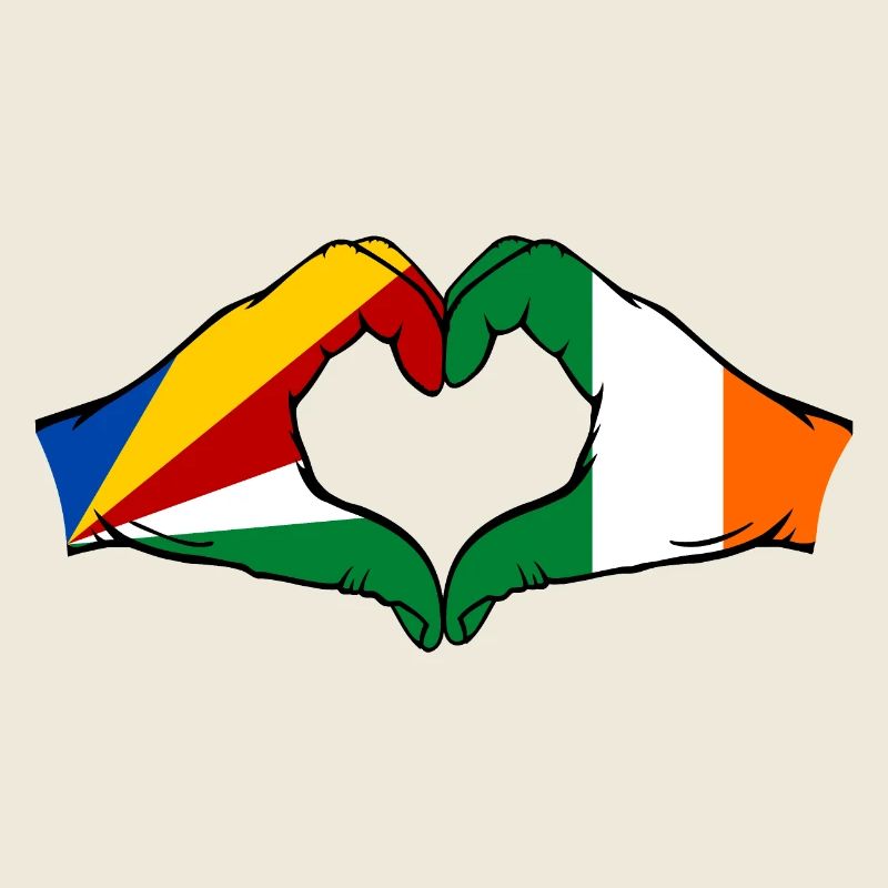 Seychelles Ireland Flag Hands Heart Shape