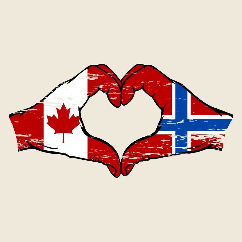 Canada Norway flag hands heart shape used