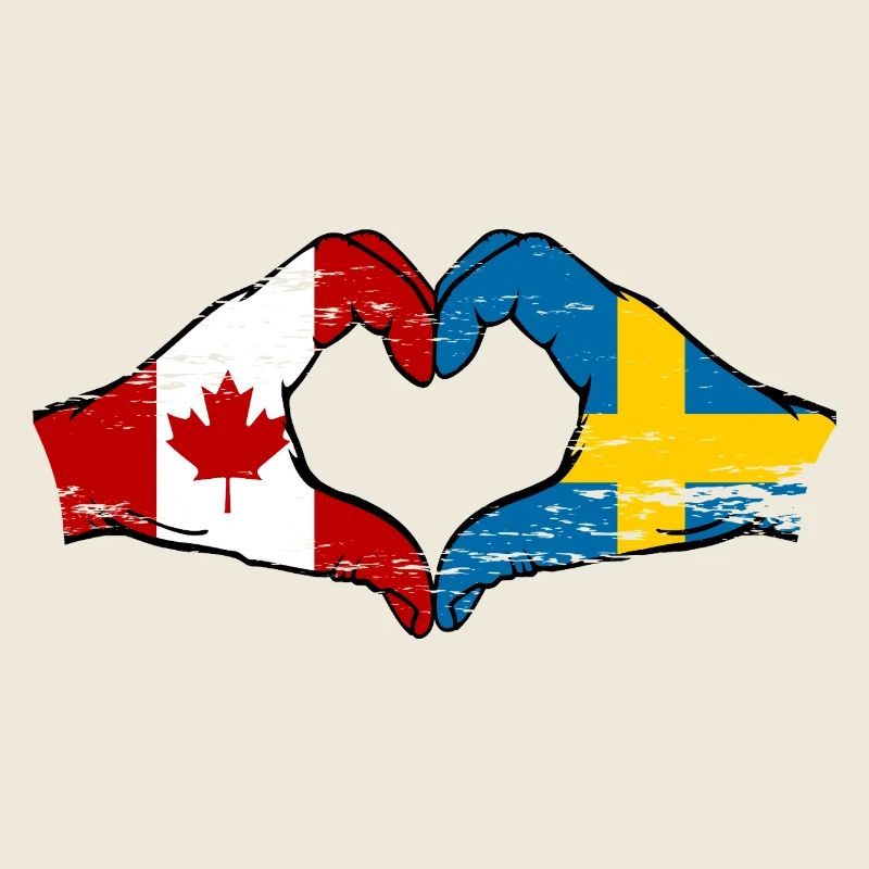 Canada Suède Drapeau Mains Coeur Forme Utilisé