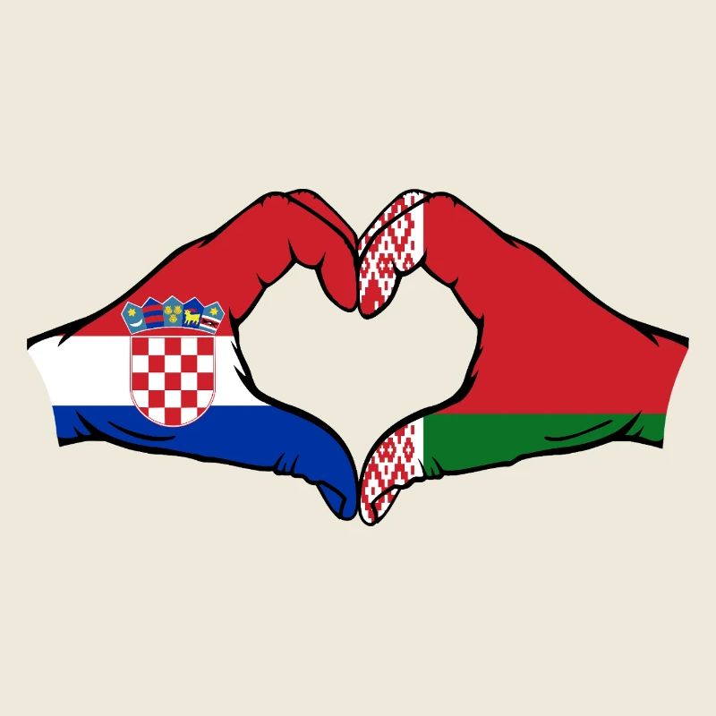 Croatia Belarus Flag Hands Heart Shape