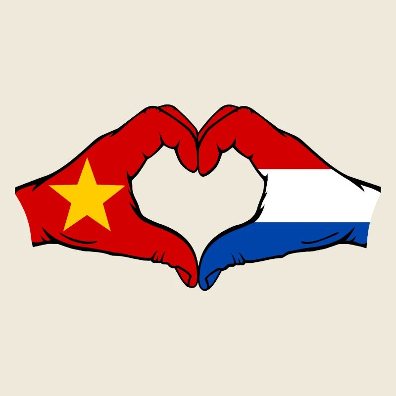 Vietnam Holland Flag Hands Heart Shape