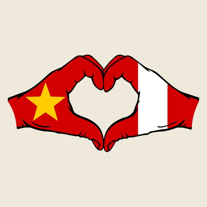Vietnam Pérou Drapeau Mains Coeur Forme
