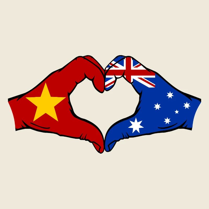 Vietnam Australia Flag Hands Heart Shape