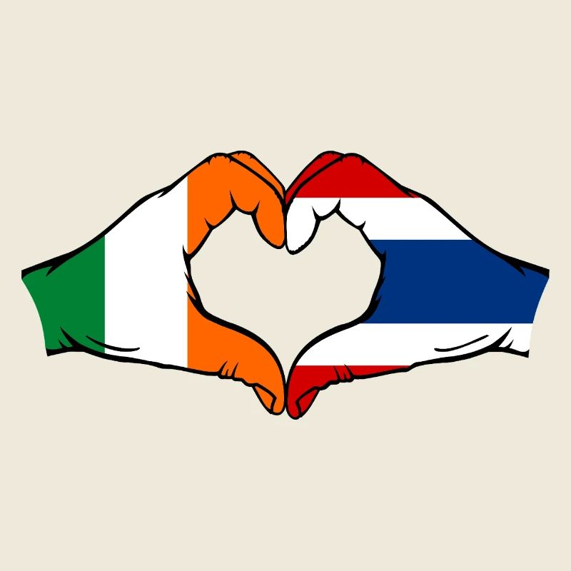 Irlande Thaïlande drapeau mains forme coeur