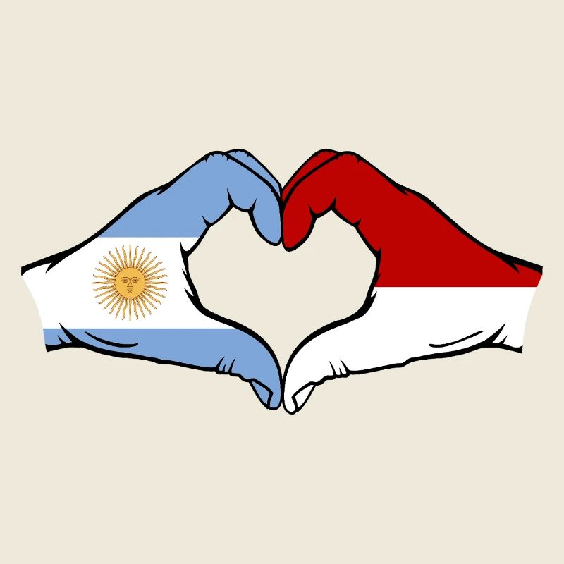 Argentine Monaco Drapeau Mains Coeur Forme