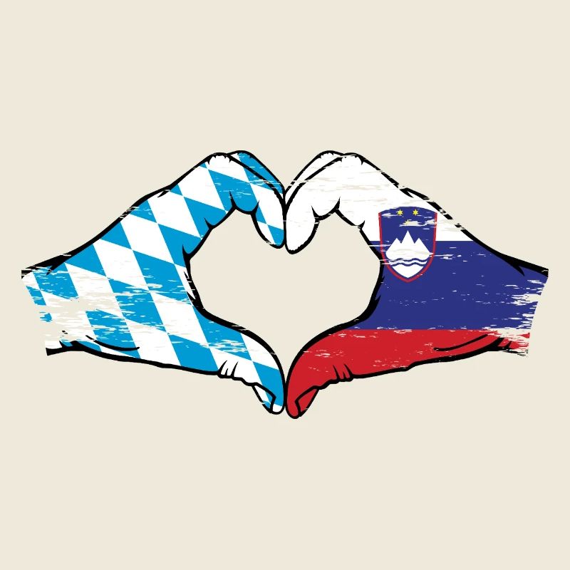Bavière, Slovénie, drapeau, mains, forme de coeur utilisé