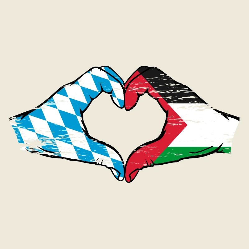 Bavaria Palestine Flag Hands Heart Shape Used