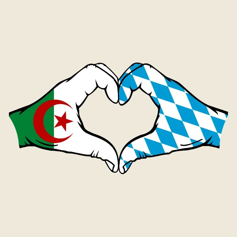 Algérie Bavière Drapeau Mains Coeur Forme