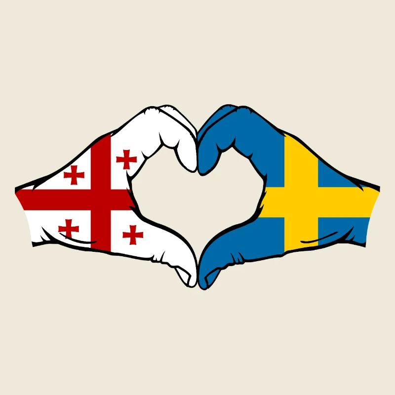 Géorgie Suède Drapeau Mains Coeur Forme