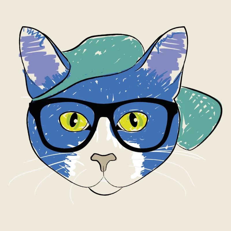 Blaue Katze mit Cap