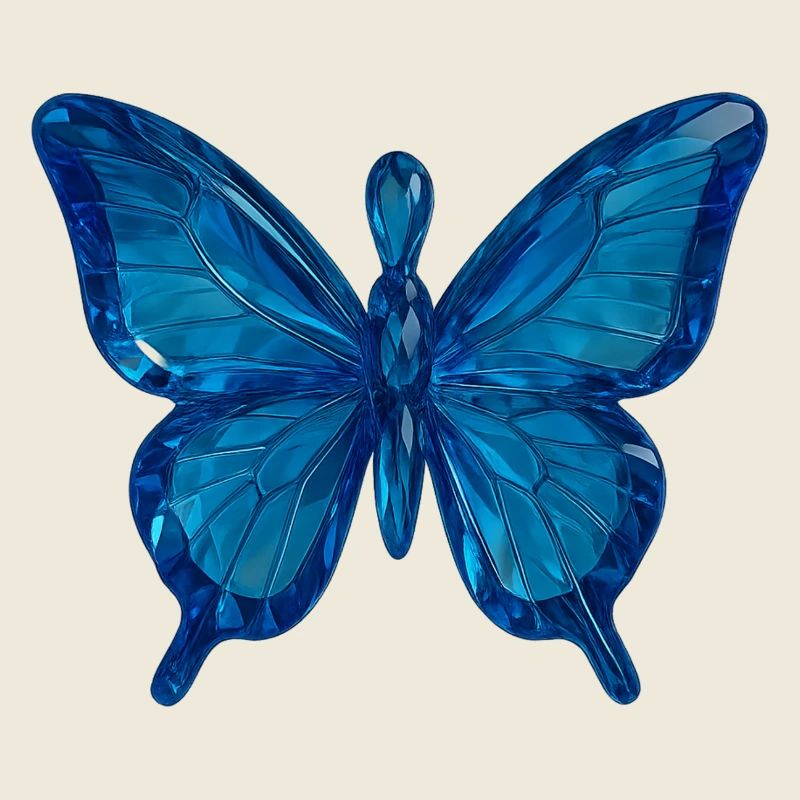 Blue butterfly in a crystal-clear design