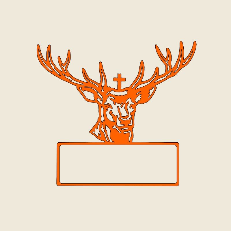 Hirschkopf Hirschgeweih mit Schild für Text orange