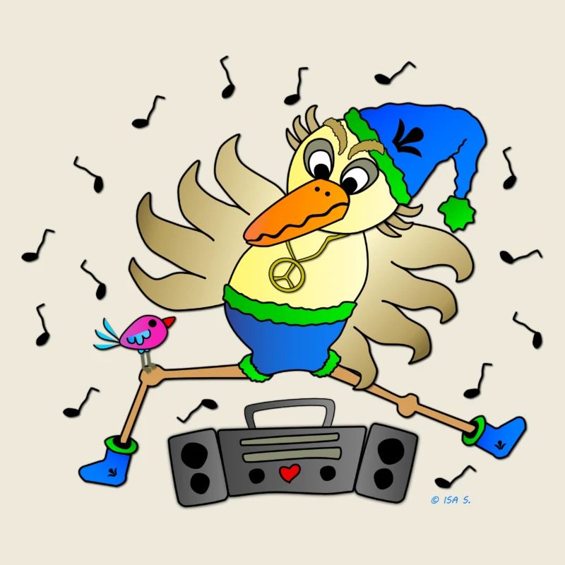 Weird Bird Dancer with Ghetto Blaster Fun Comic