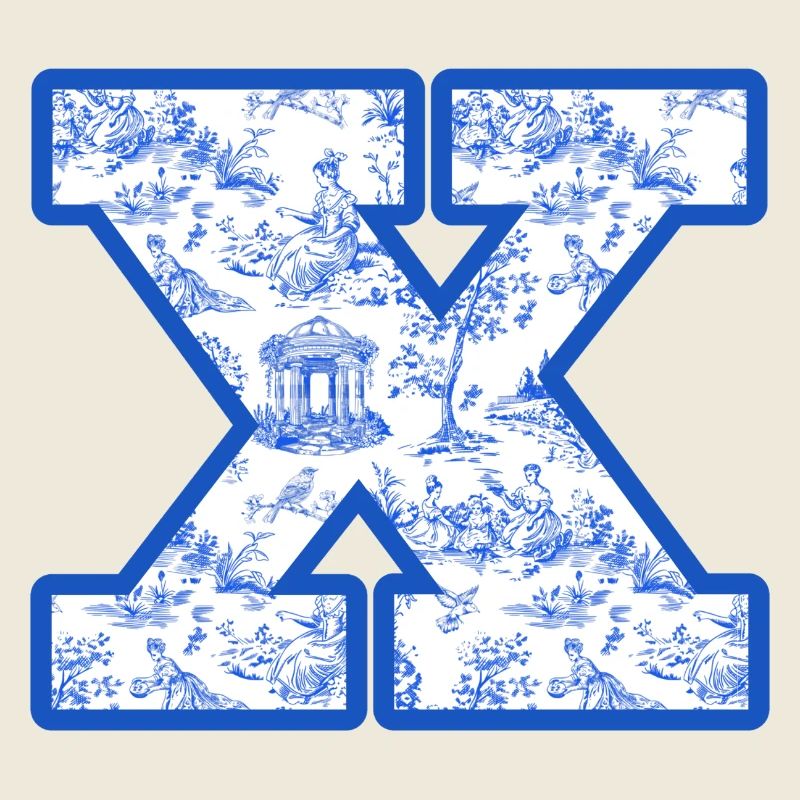 Buchstabe x blaue Chinoiserie