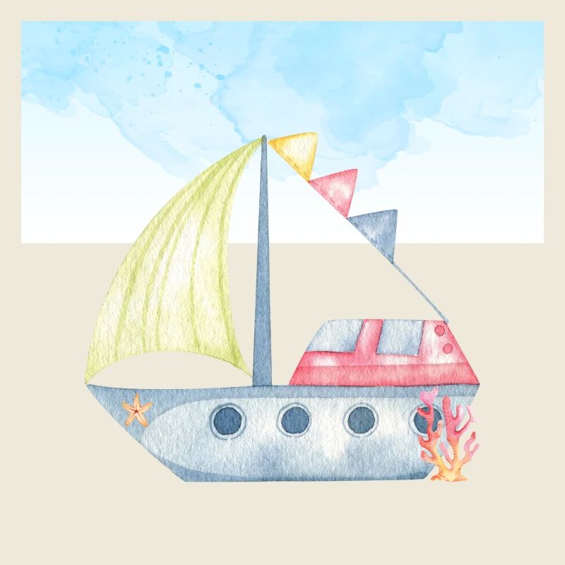 Watercolour Sailboat Illustration - Nautical Theme