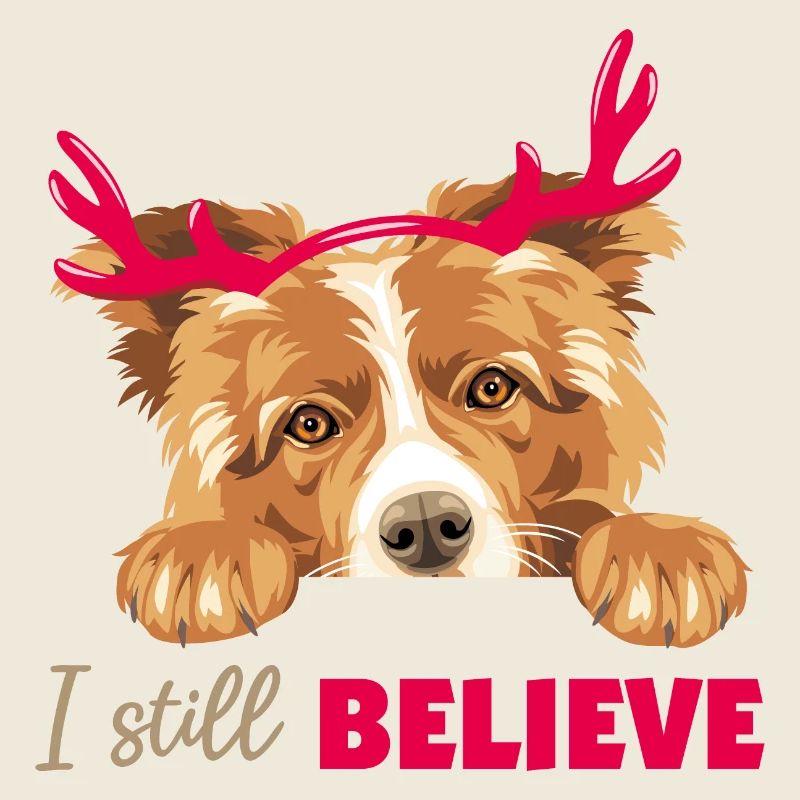 Chien Collie mignon avec des cornes de cerf de Noël