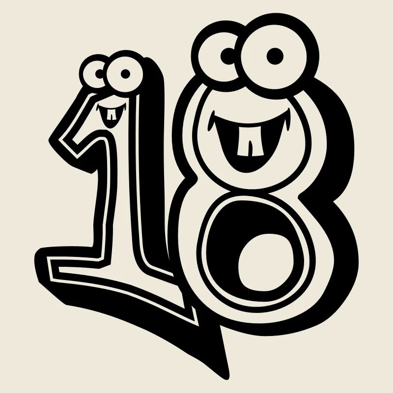 caricature comique de 18-dix-huit ans