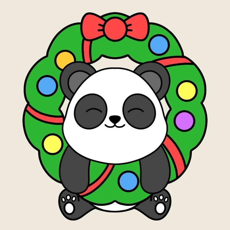 Mignon Noël panda ours joyeux Noël