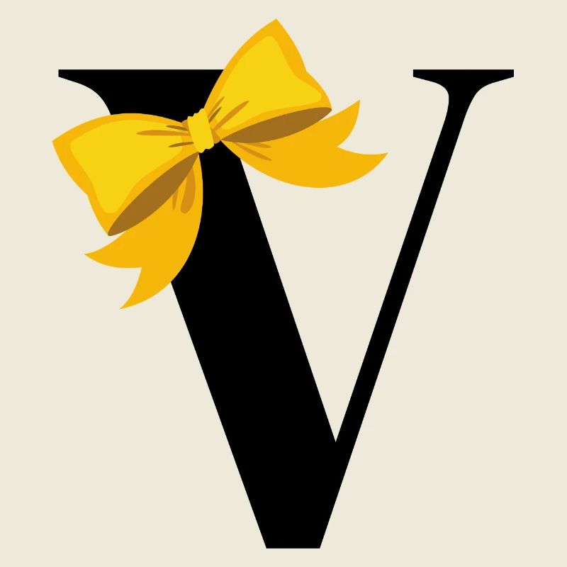 Letter V yellow bow