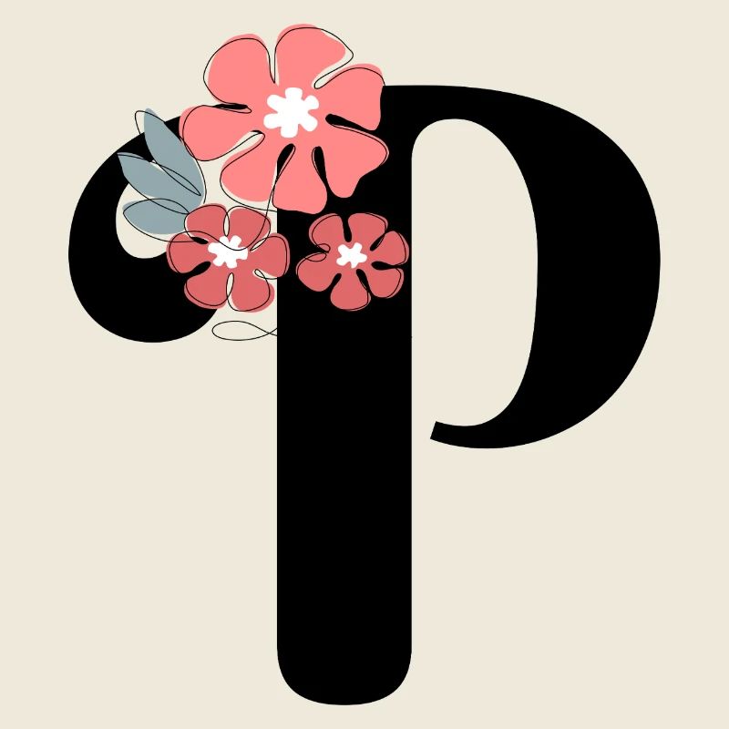 Buchstabe p Minimalistische Blumen