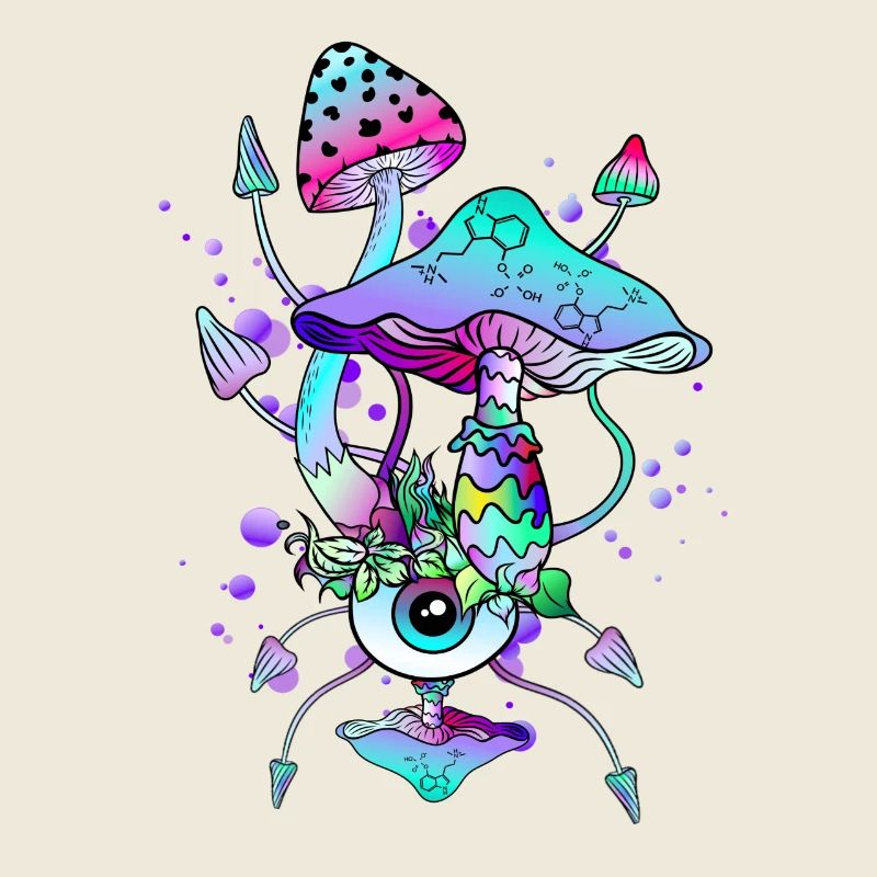 Trippy Neon Champignons Psychédéliques