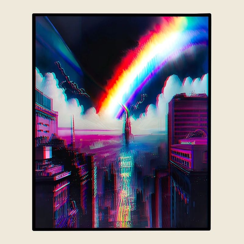 Rainbow City Skyline Art