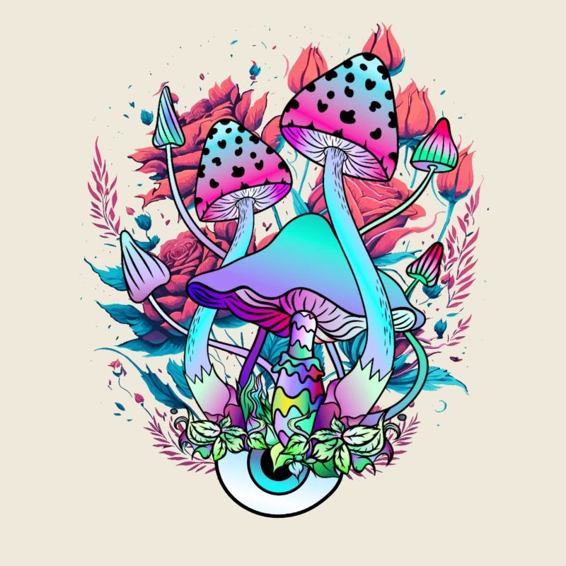 Art Floral Psychédélique Champignon