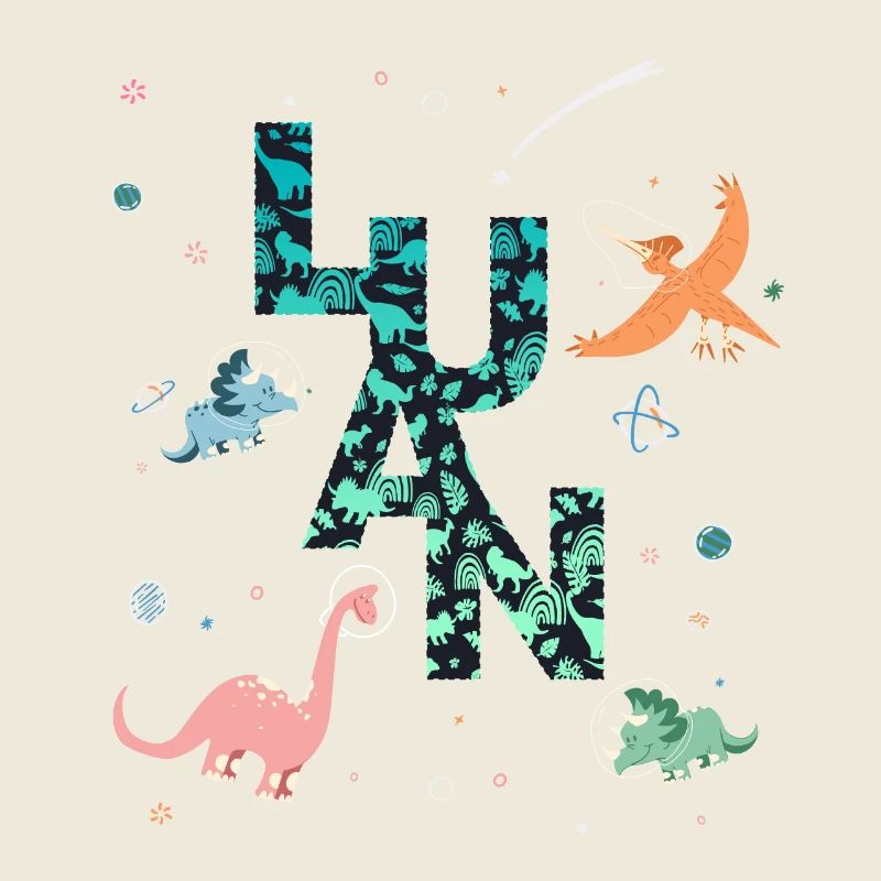 LUAN - Beau prénom de garçon avec dinosaure