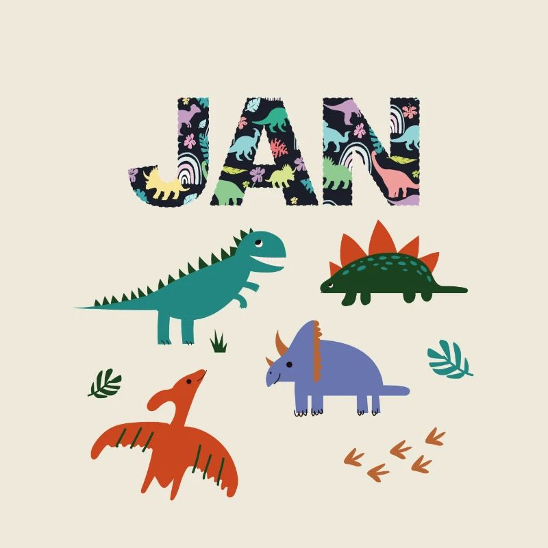 JAN - Beau prénom de garçon avec dinosaure