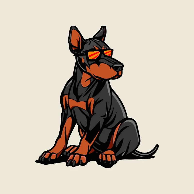 Doberman Dog Comic Cool
