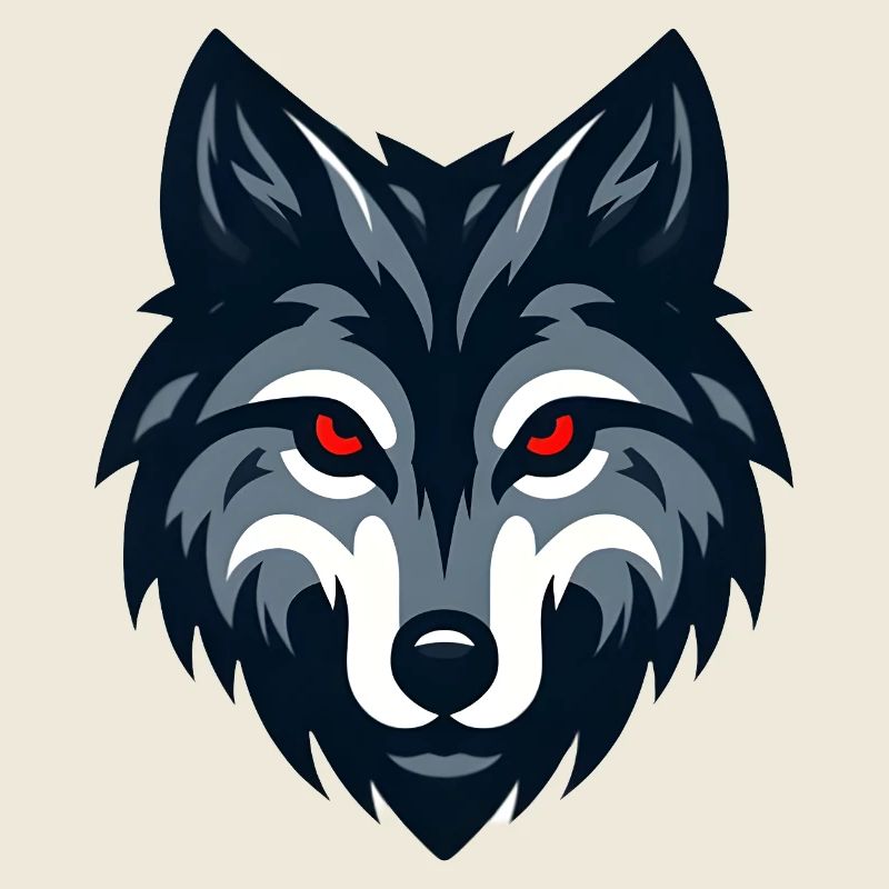Angry red-eyed wolf