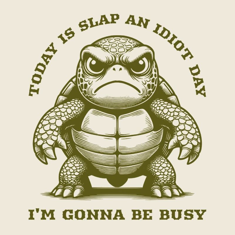 Today Is Slap An Idiot Day Funny Turtle Angry Pet