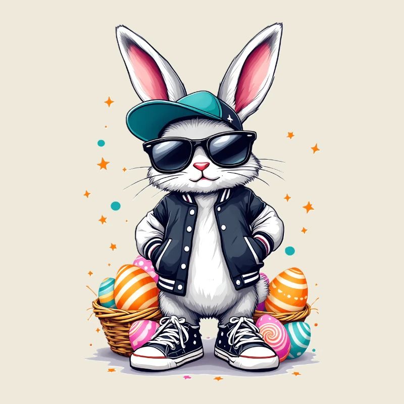 Stylish bunny with Easter basket
