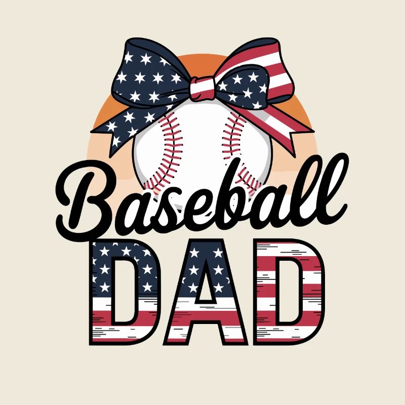 Baseball Dad Pride American Flag Bow