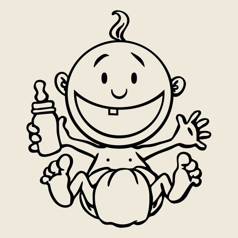 The baby laughs.