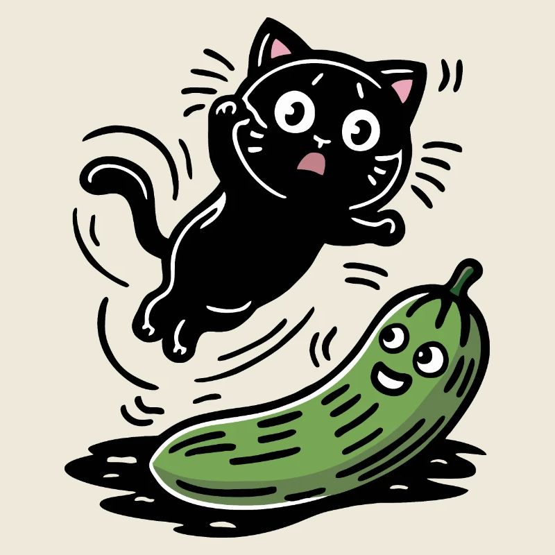 Scared Cat and Cucumber