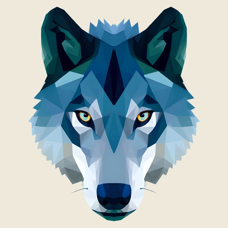 loup polygonal bas en bleu et blanc