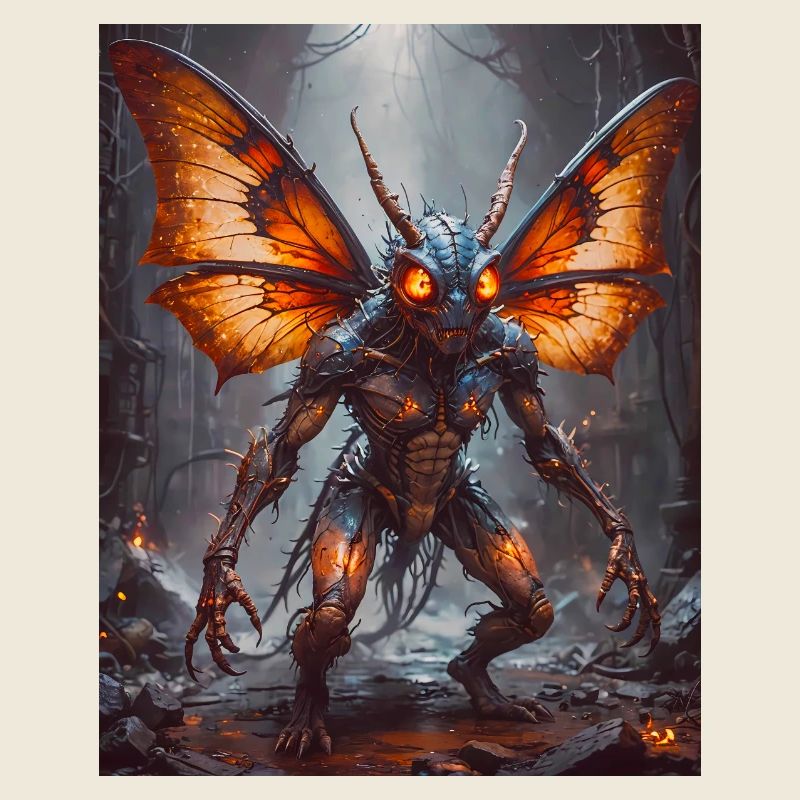 mutant monster half men half insect horror moth